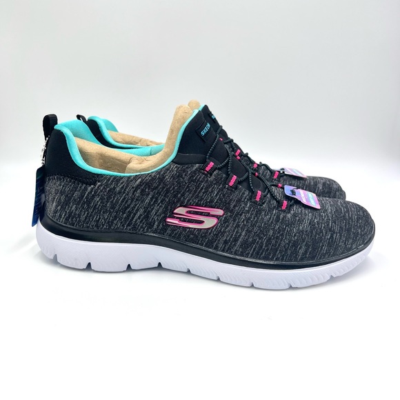 Skechers Shoes - Skechers Womens Summits Quick Getaway Heathered Black‎ Slip On Bungee Sneakers